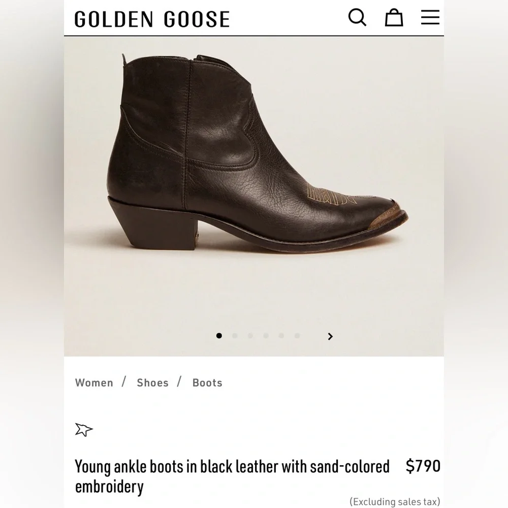 NEW Golden Goose Young Leather Zip Cowboy Ankle Boots - Picture 2 of 14